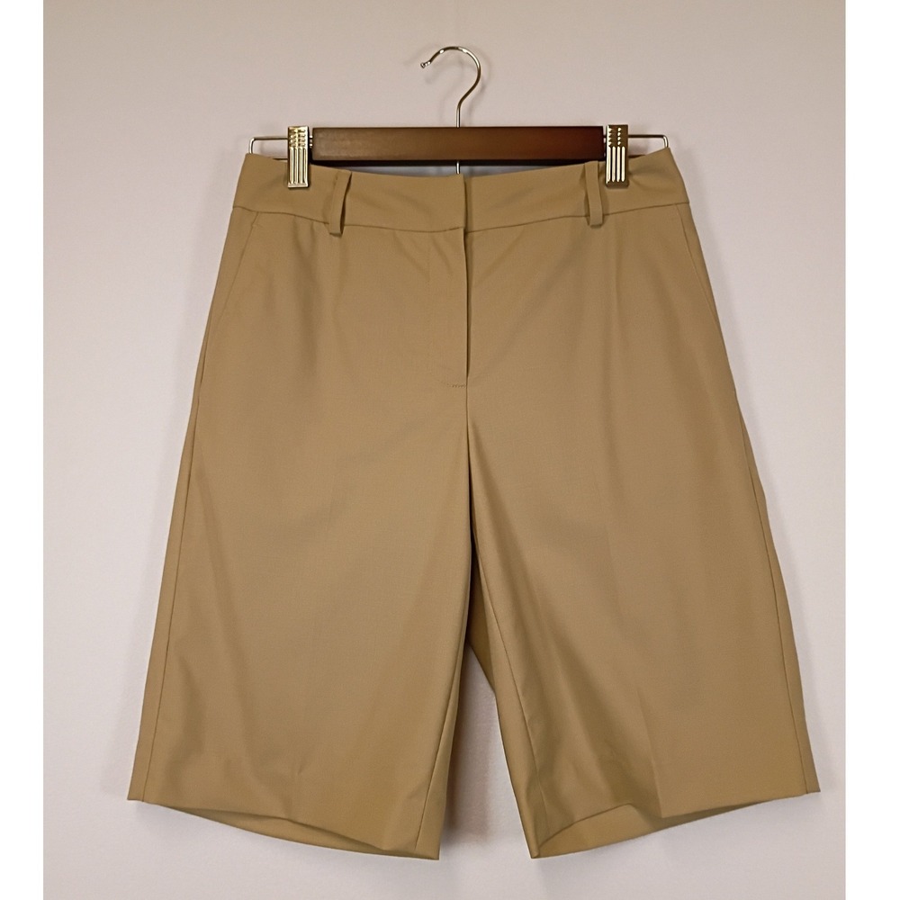 Quiet Luxury Talbots Petites Women 0 Tan Wool Italian Fabric Bermuda Shorts